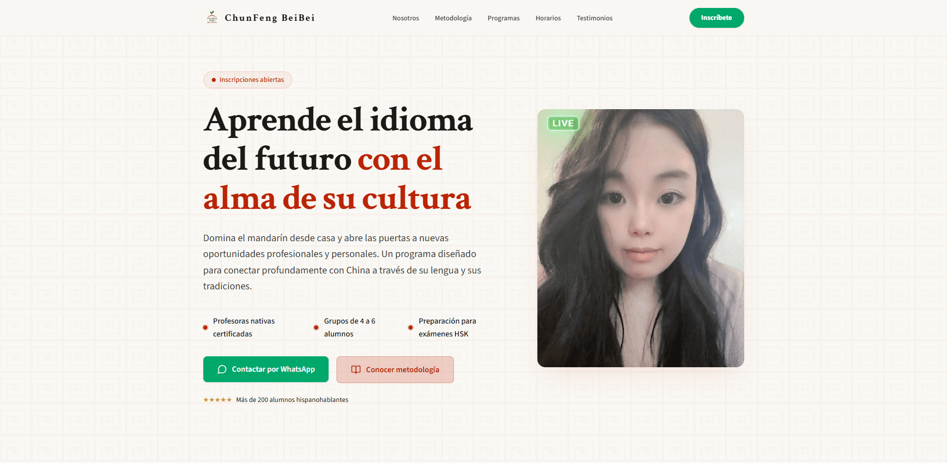 Captura de la página de ChunFeng BeiBei